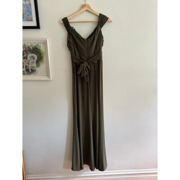 BHLDN by Anthropologie NWT Racine Off-the-Shoulder Olive Green Maxi Dress Size 8 - Picture 9 of 10